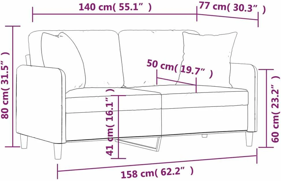 Dvivietė sofa su pagalvėlėmis, tamsiai pilka, 140cm, audinys