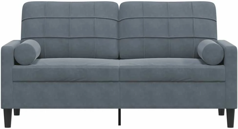Dvivietė sofa su pagalvėlėmis, tamsiai pilka, 140cm, aksomas