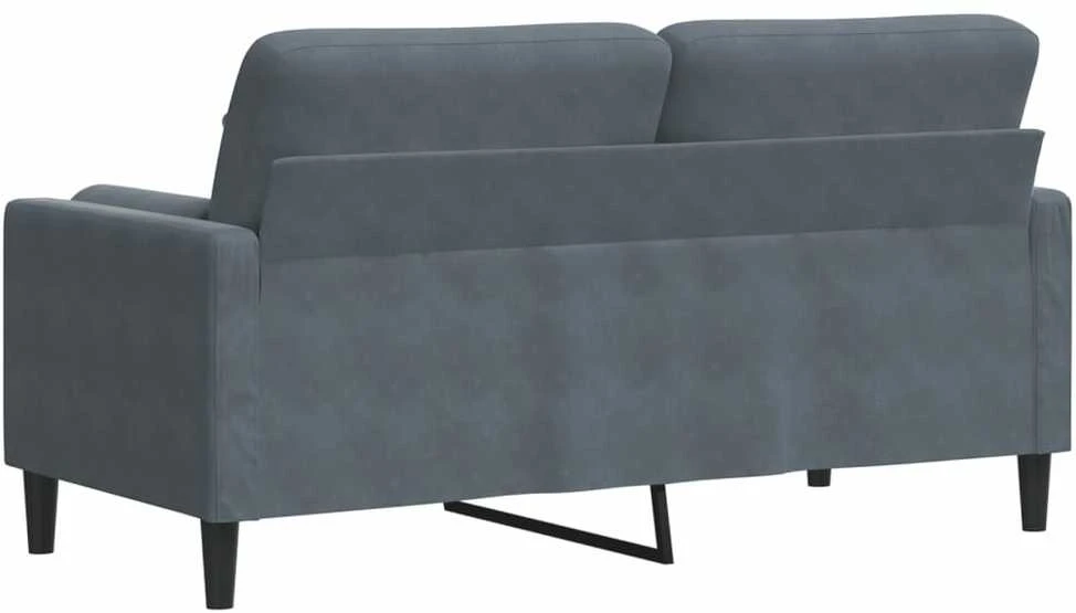 Dvivietė sofa su pagalvėlėmis, tamsiai pilka, 140cm, aksomas