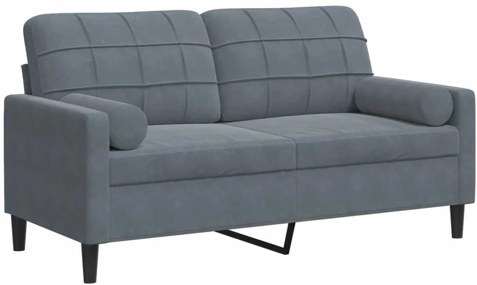 Dvivietė sofa su pagalvėlėmis, tamsiai pilka, 140cm, aksomas