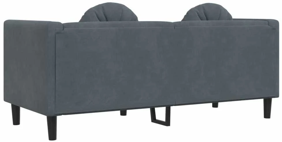 Dvivietė sofa su pagalvėlėmis, tamsiai pilkos spalvos, aksomas