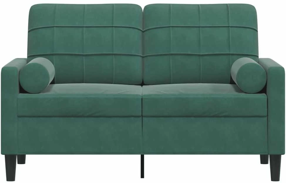 Dvivietė sofa su pagalvėlėmis, tamsiai žalia, 120cm, aksomas
