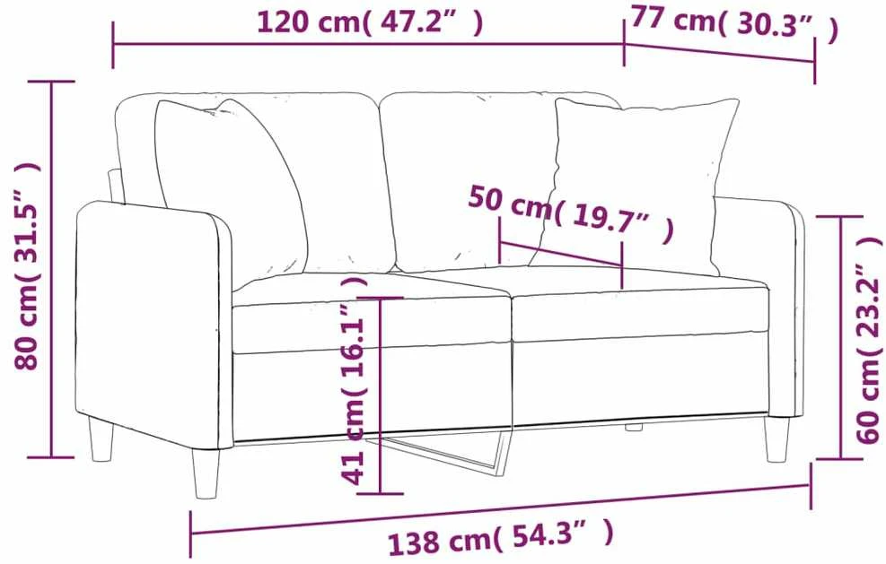 Dvivietė sofa su pagalvėlėmis, taupe spalvos, 120cm, audinys