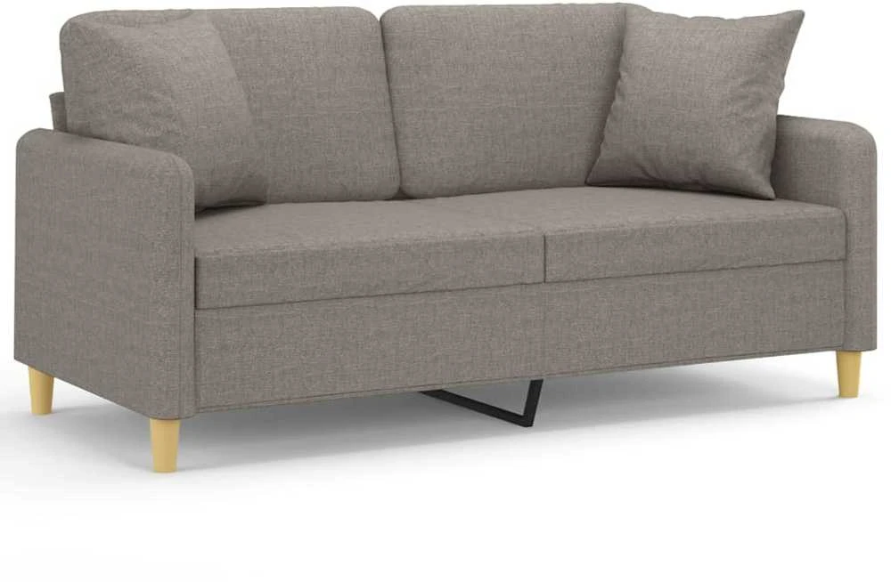 Dvivietė sofa su pagalvėlėmis, taupe spalvos, 140cm, audinys