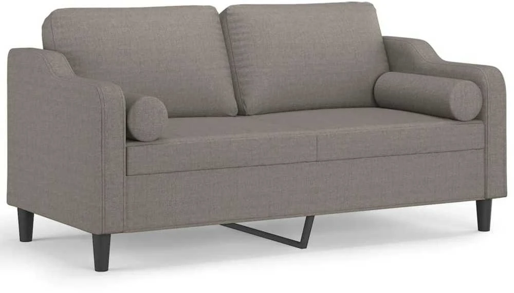 Dvivietė sofa su pagalvėlėmis, taupe spalvos, 140cm, audinys