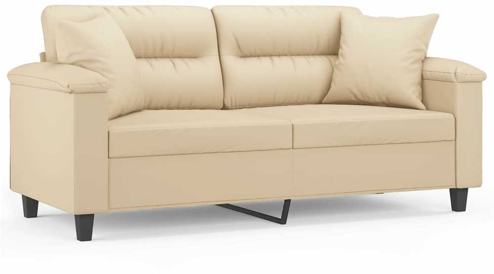 Dvivietė sofa su pagalvėmis, kreminė, 140cm, audinys