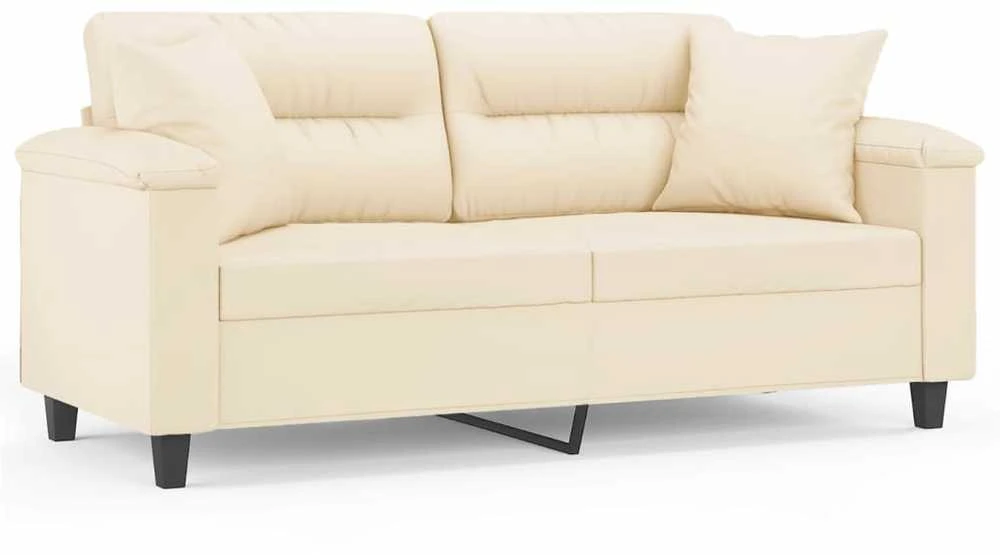 Dvivietė sofa su pagalvėmis, smėlio, 140cm, audinys