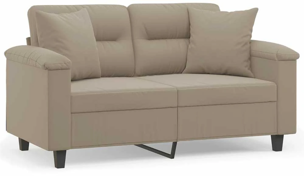 Dvivietė sofa su pagalvėmis, taupe, 120cm, mikropluošto audinys
