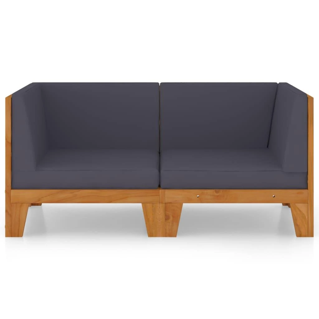 Dvivietė sofa su pilkomis pagalvėlėmis, akacijos masyvas