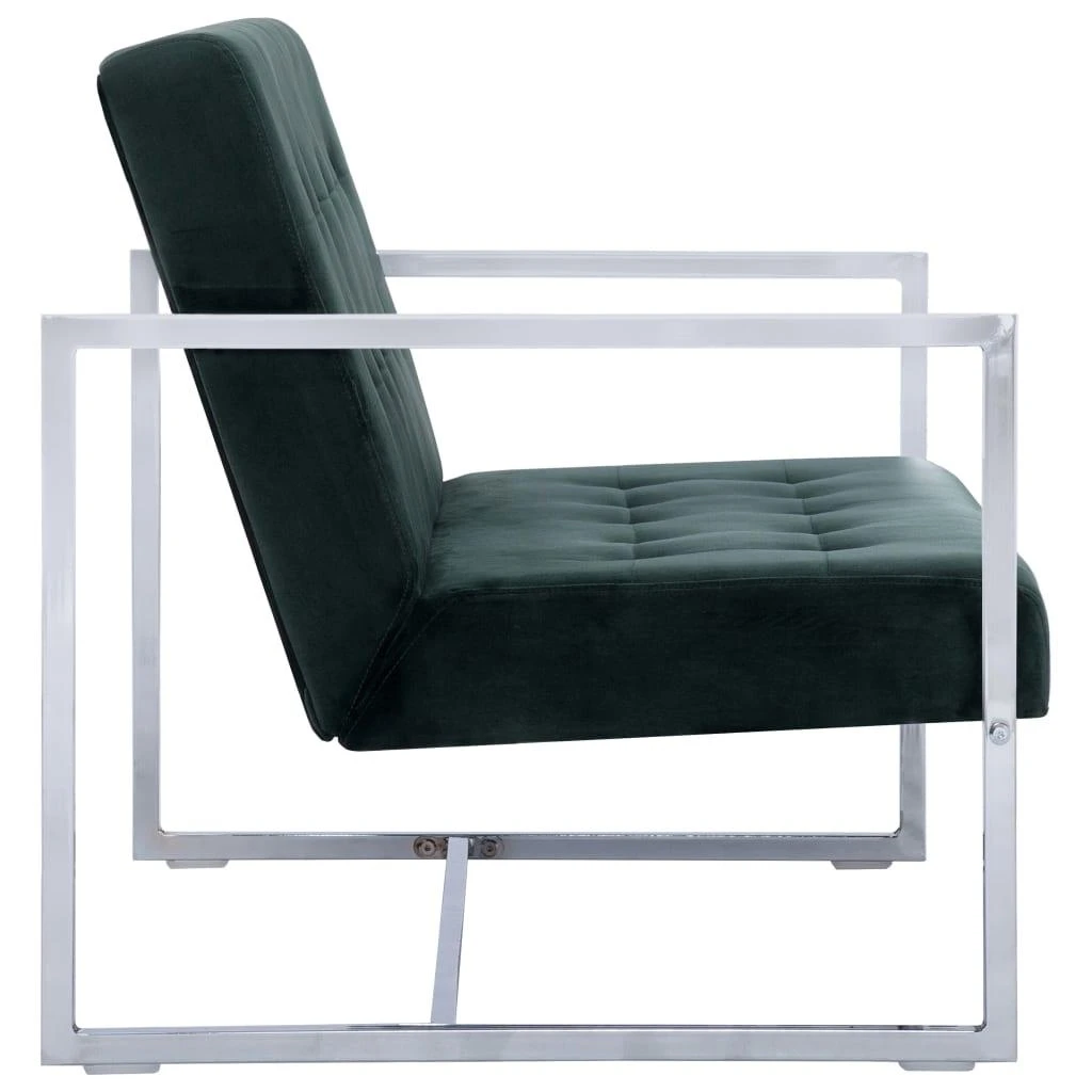 Dvivietė sofa su porankiais, tams. žal. sp., chromas ir aks.