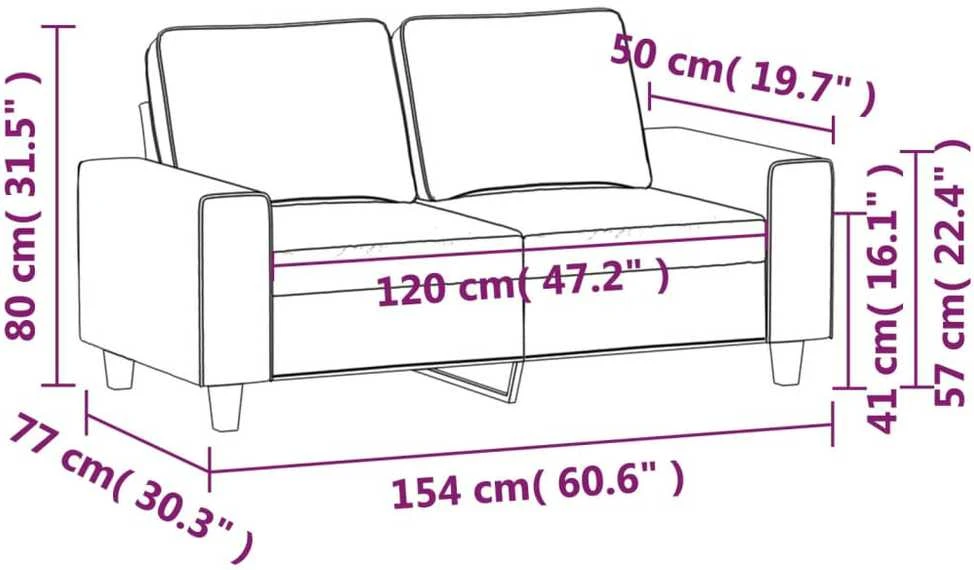 Dvivietė sofa, šviesiai geltonos spalvos, 120cm, audinys