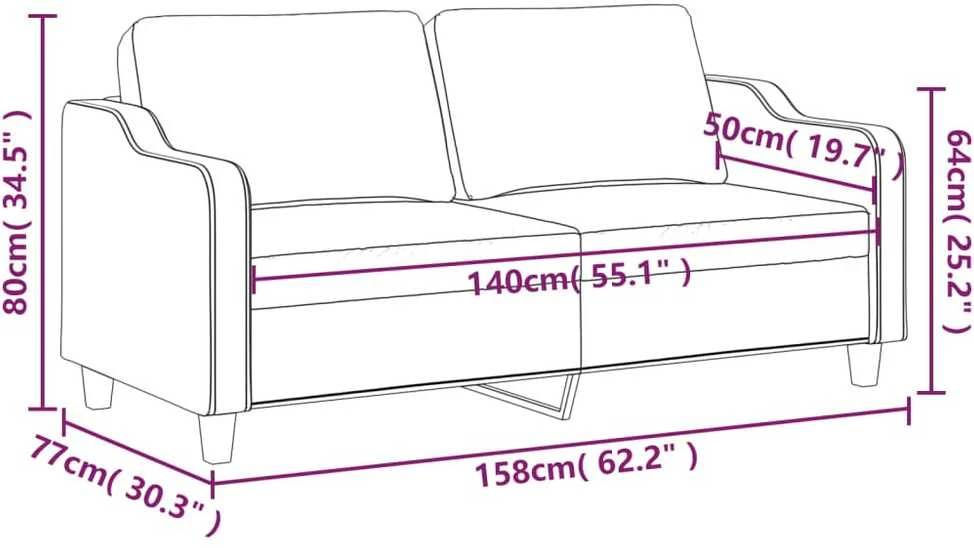 Dvivietė sofa, šviesiai geltonos spalvos, 140cm, audinys