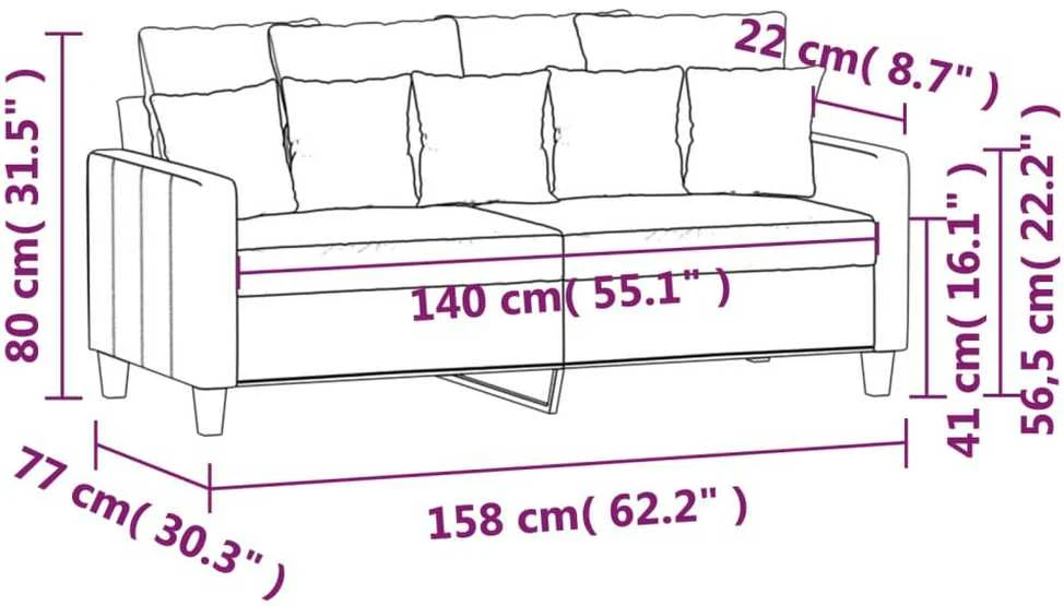 Dvivietė sofa, šviesiai pilkos spalvos, 140cm, audinys