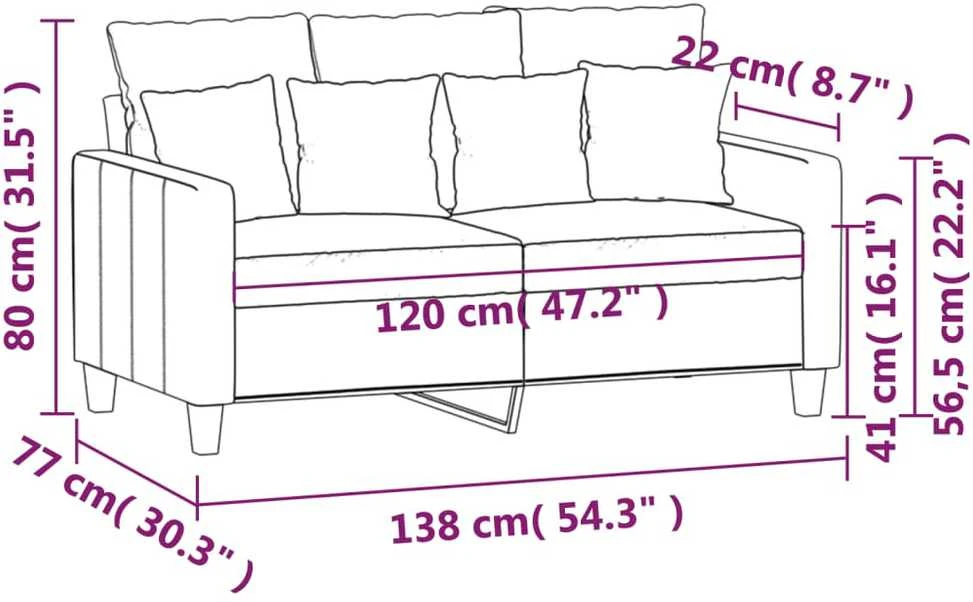 Dvivietė sofa, taupe spalvos, 120cm, audinys
