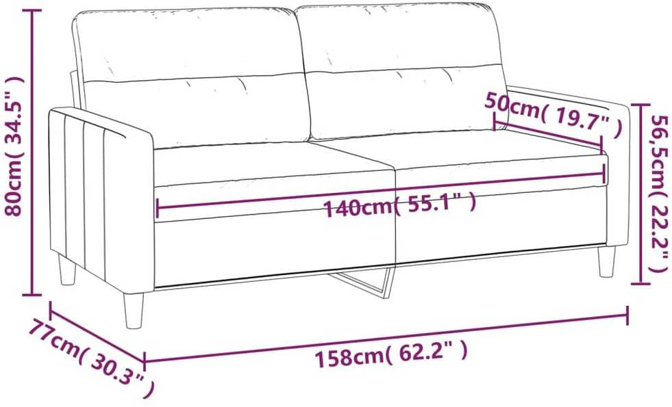 Dvivietė sofa, taupe spalvos, 140cm, audinys