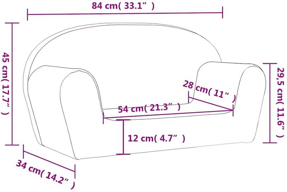 Dvivietė vaikiška sofa, kreminės spalvos, minkštas pliušas