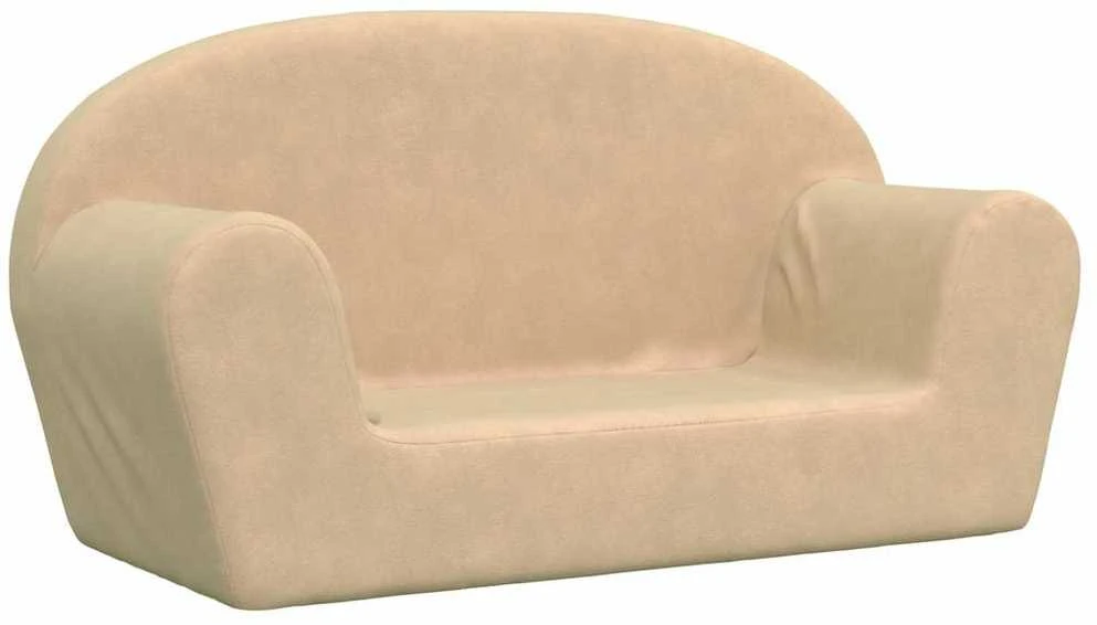 Dvivietė vaikiška sofa, kreminės spalvos, minkštas pliušas