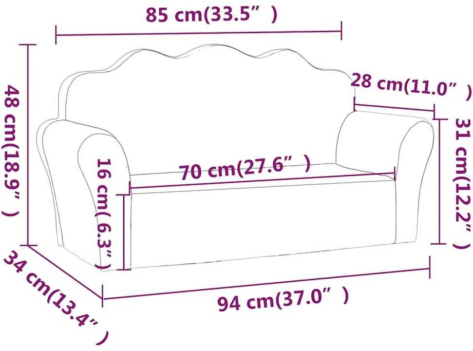 Dvivietė vaikiška sofa, kreminės spalvos, minkštas pliušas