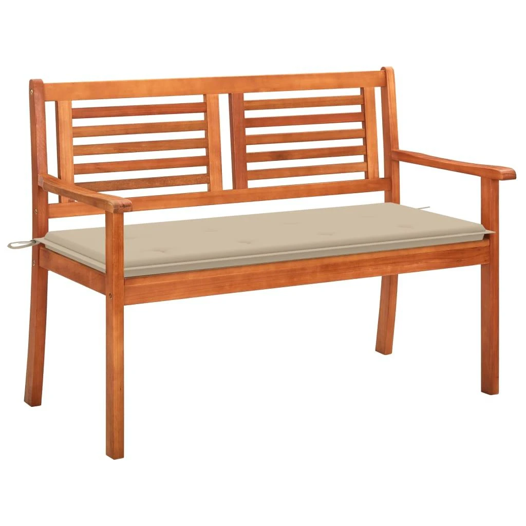 Dvivietis sodo suoliukas su pagalvėle, 120cm, eukalipto masyvas