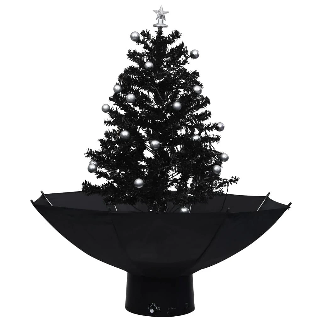 Eglutė su sniego funkcija ir skėčio pagrindu, juoda, 75cm, PVC