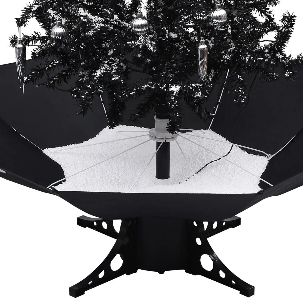 Eglutė su sniego funkcija ir skėčio pagrindu, juoda, 190cm, PVC