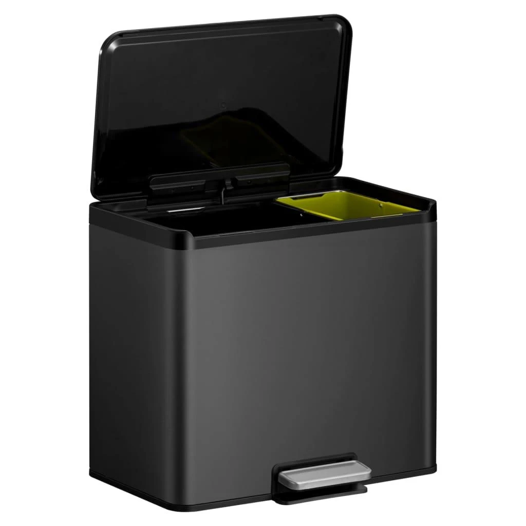 EKO Šiukšliadėžė su pedalu Essential, juodos spalvos, 20l+9l