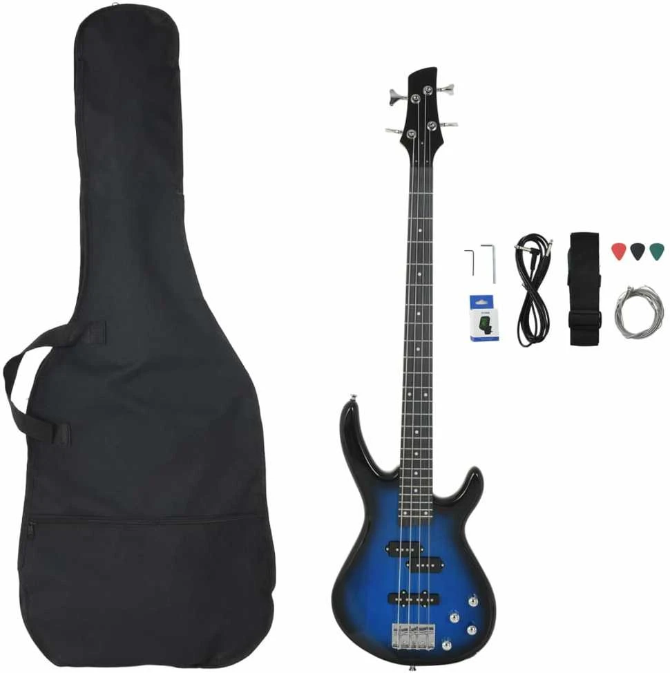 Elektrinė bosinė gitara pradedantiesiems, mėlyna/juoda, 4/4 46"