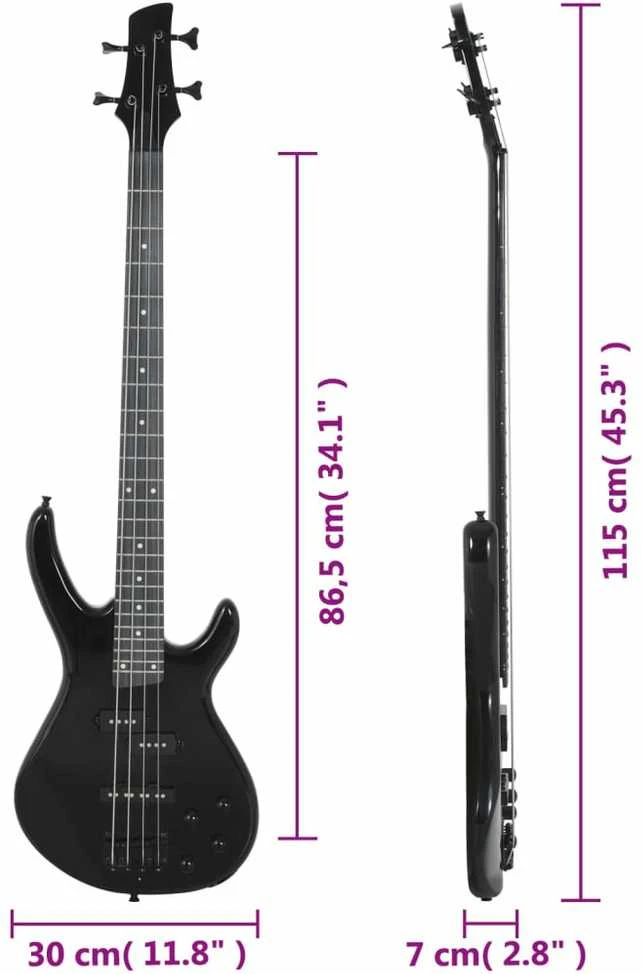 Elektrinė bosinė gitara pradedantiesiems, juoda, 4/4 46"