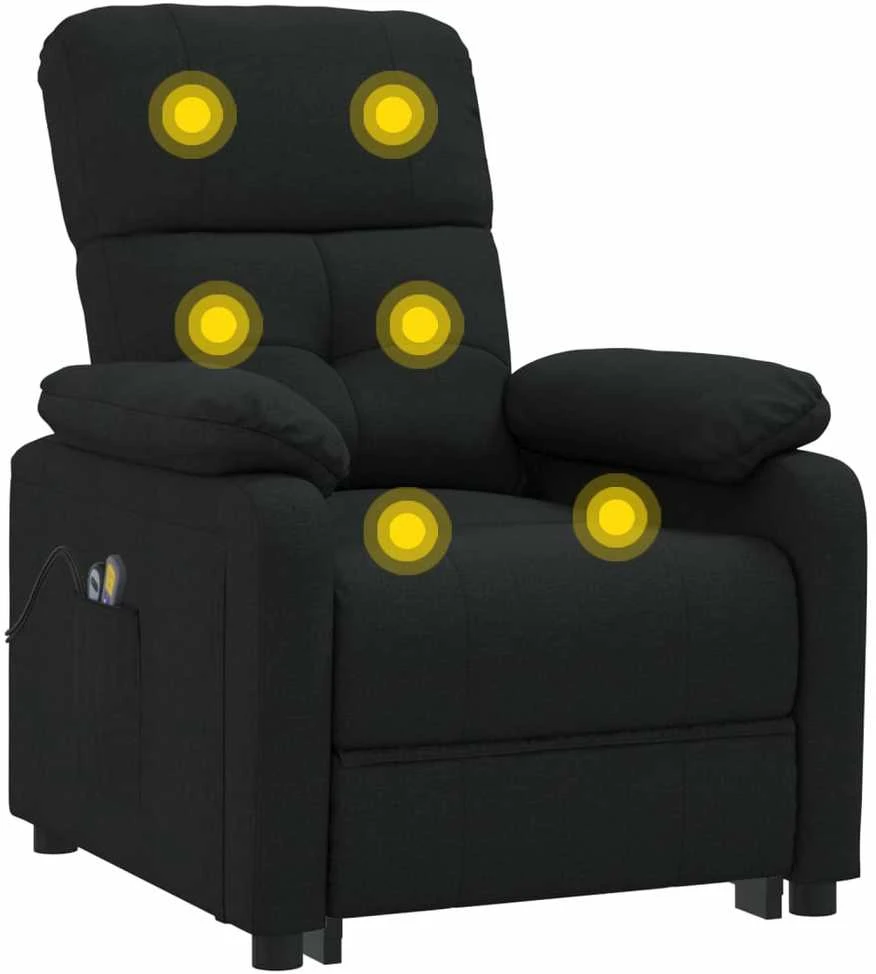 Elektrinis masažinis krėslas, juodos spalvos, audinys