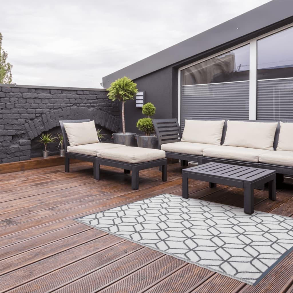 Esschert Design Lauko kilimas, pilkas ir baltas, 180x121cm, OC25