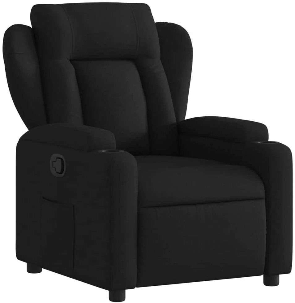 Fotelis Atlošiamas krėslas, juodos spalvos, audinys