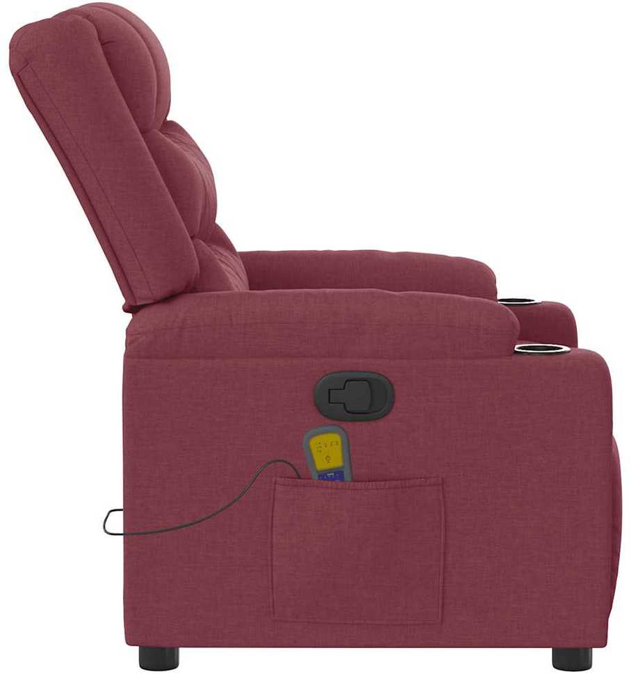 Fotelis Atlošiamas masažinis krėslas, raudonojo vyno spalvos, audinys