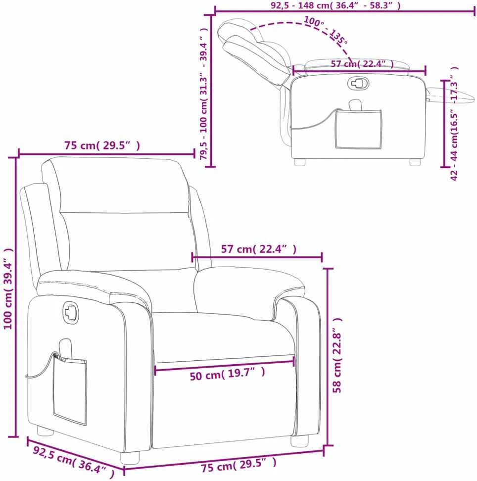 Fotelis Atlošiamas masažinis krėslas, tamsiai pilkos spalvos, audinys