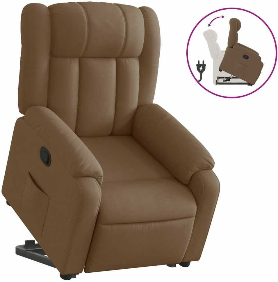 Fotelis Atsistojantis atlošiamas krėslas, rudos spalvos, audinys