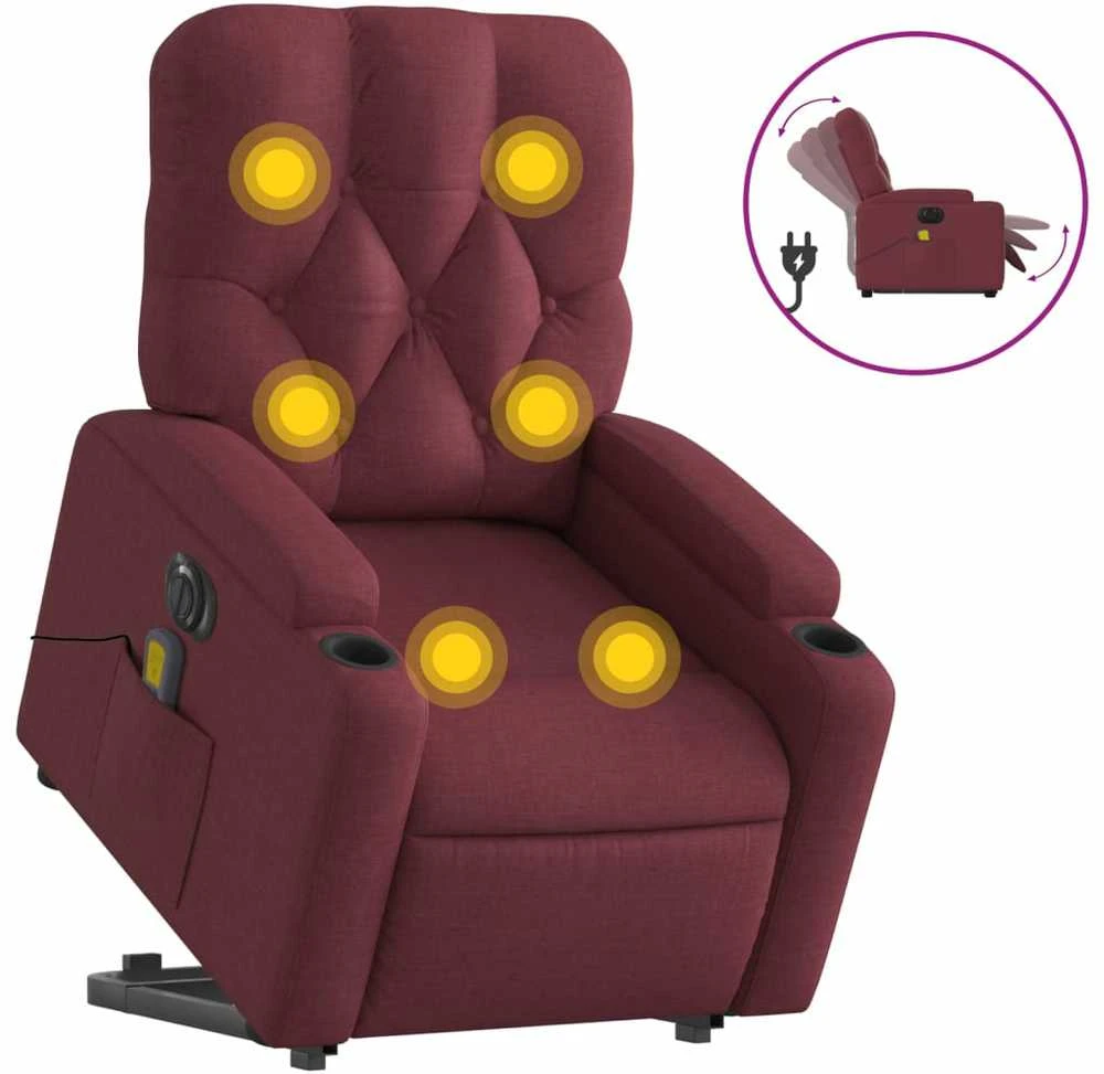 Fotelis Atsistojantis elektrinis masažinis krėslas, vyno, audinys