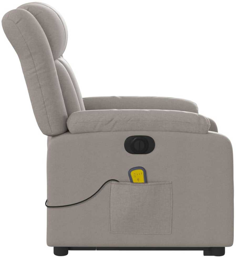 Fotelis Atsistojantis elektrinis masažinis krėslas, taupe, audinys