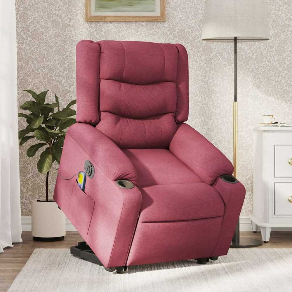 Fotelis Atsistojantis elektrinis masažinis krėslas, vyno, audinys