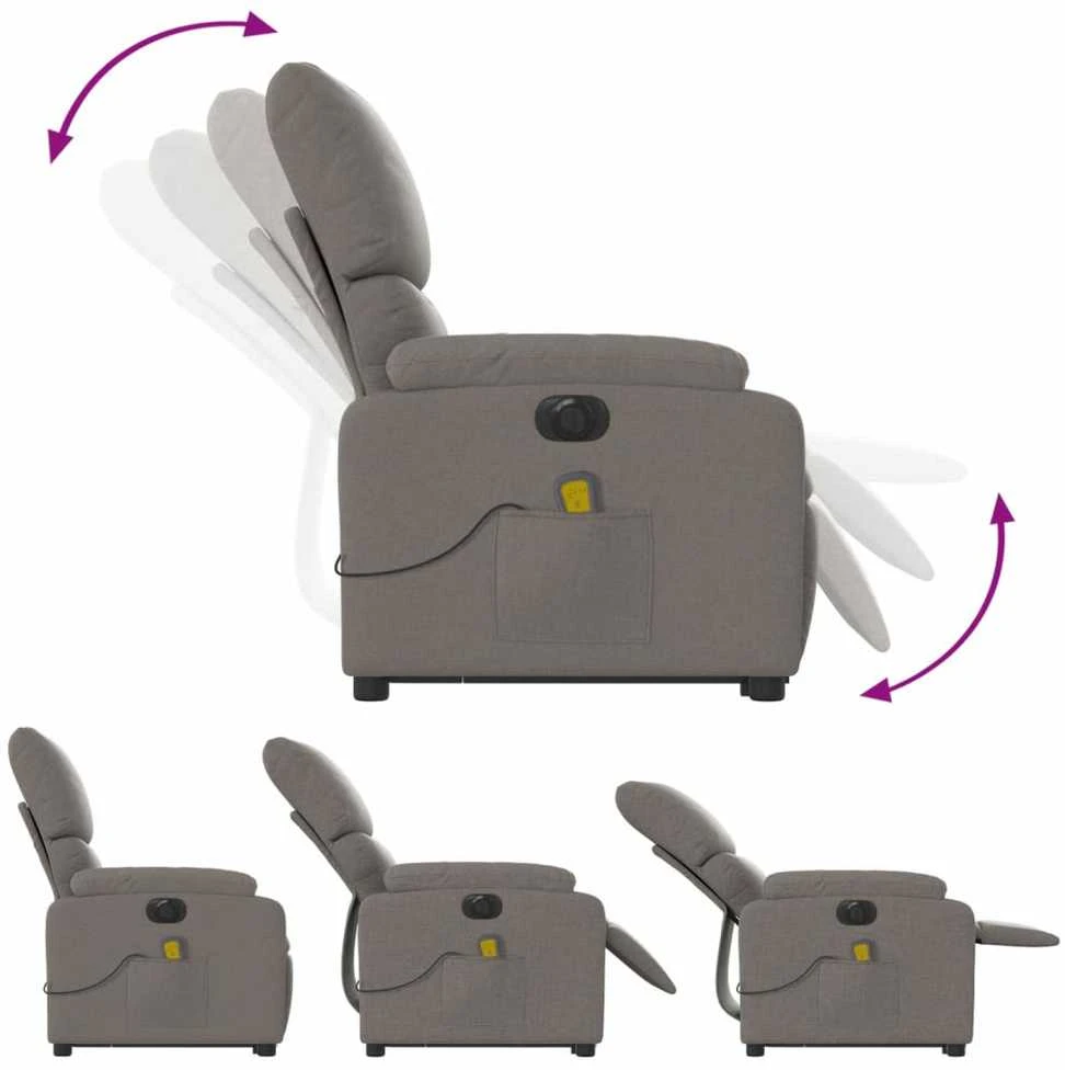 Fotelis Atsistojantis elektrinis masažinis krėslas, taupe, audinys