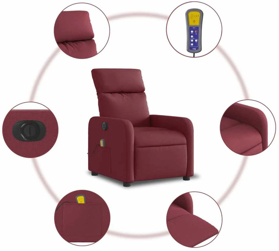 Fotelis Elektrinis atlošiamas masažinis krėslas, vyno, audinys