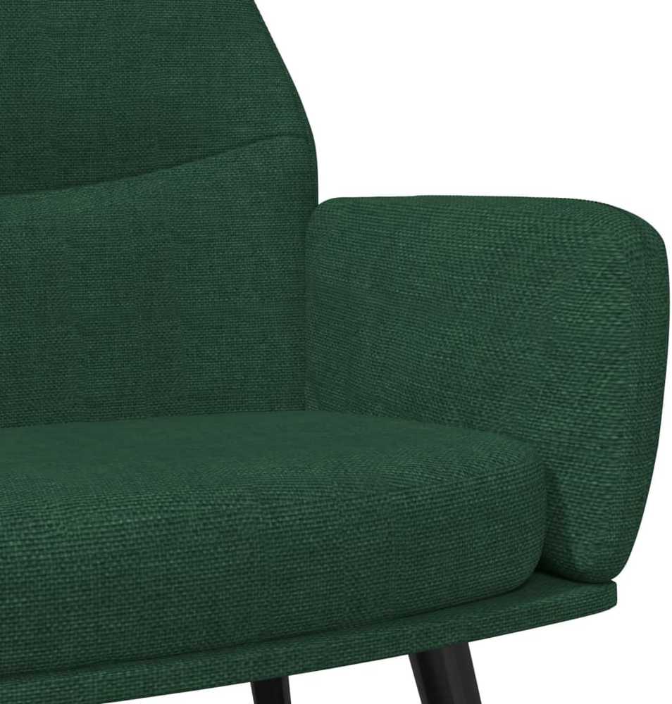 Fotelis Poilsio kėdė su taburete, tamsiai žalios spalvos, audinys