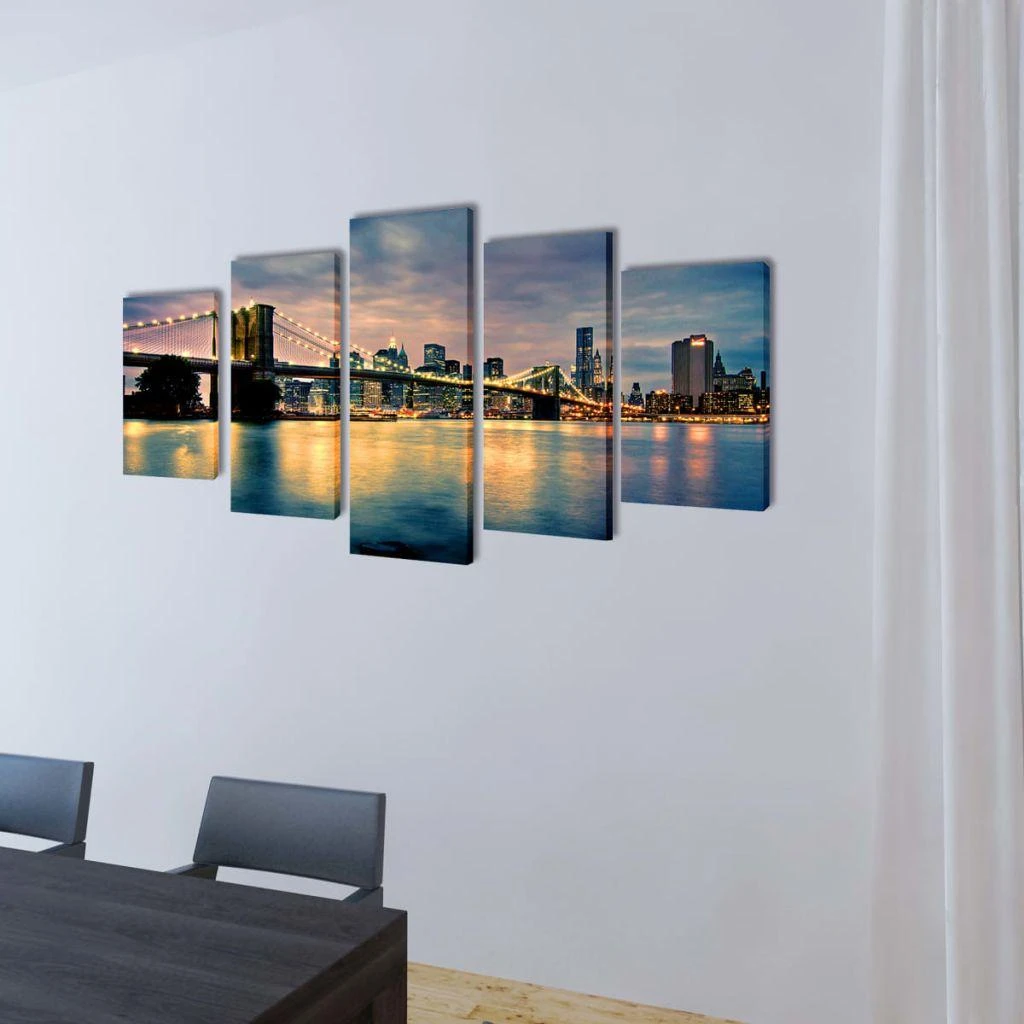 Nuotraukų rėmelis Fotopaveikslas "Bruklino Upė ir Tiltas" ant Drobės 200 x 100 cm