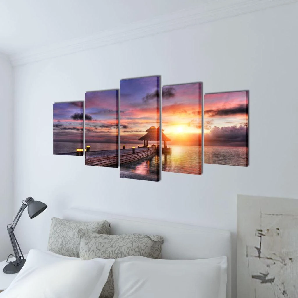 Nuotraukų rėmelis Fotopaveikslas "Paplūdimys ir Pavėsinė" ant Drobės 200 x 100 cm