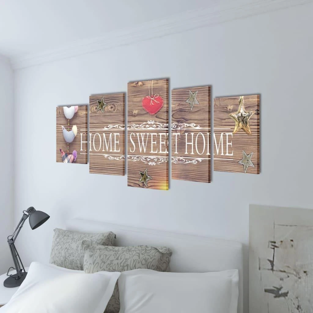 Nuotraukų rėmelis Fotopaveikslas su Užrašu "Home Sweet Home" ant Drobės 100 x 50 cm