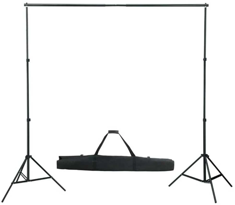 Fotostudijos komplektas su fonu, šviestuvais ir skėčiais