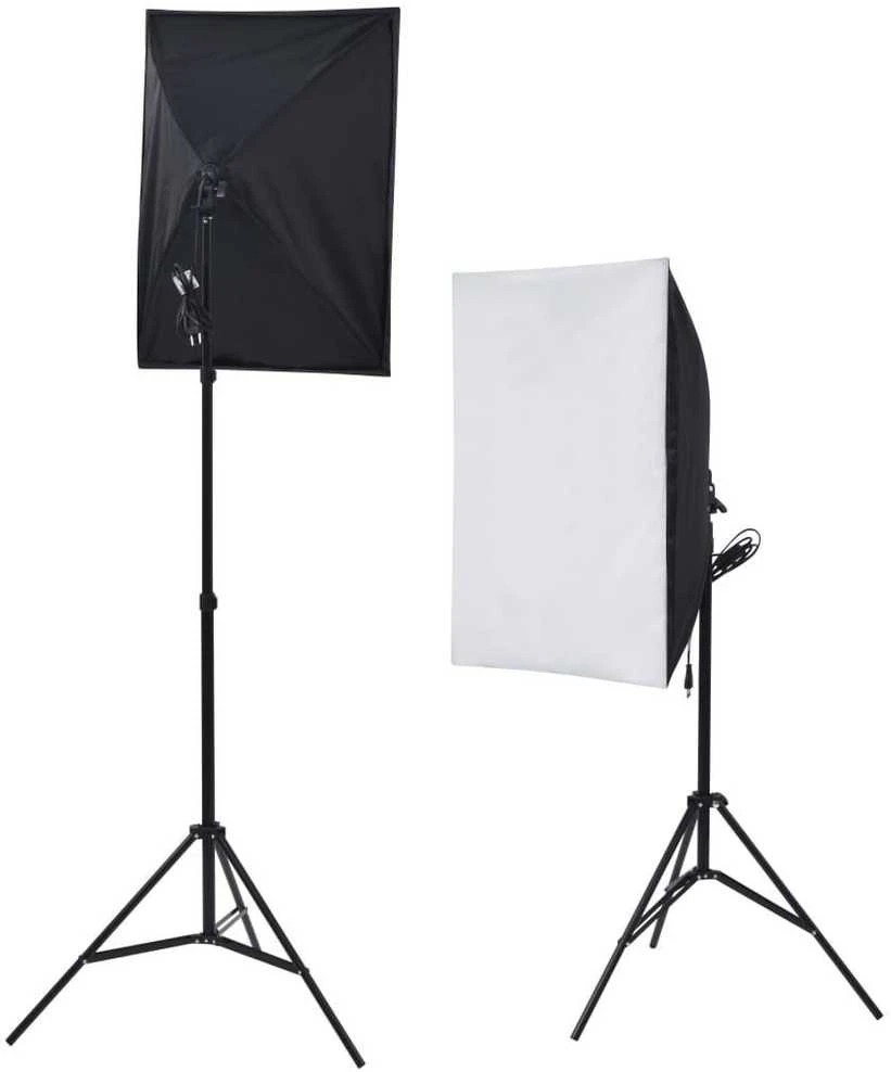 Fotostudijos komplektas su šviesdėžėmis, fonu ir reflektoriumi