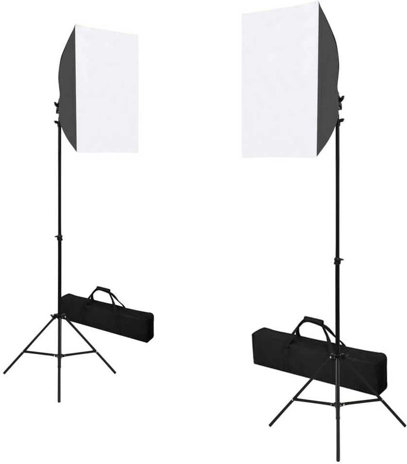 Fotostudijos komplektas su šviesdėžėmis ir fonu