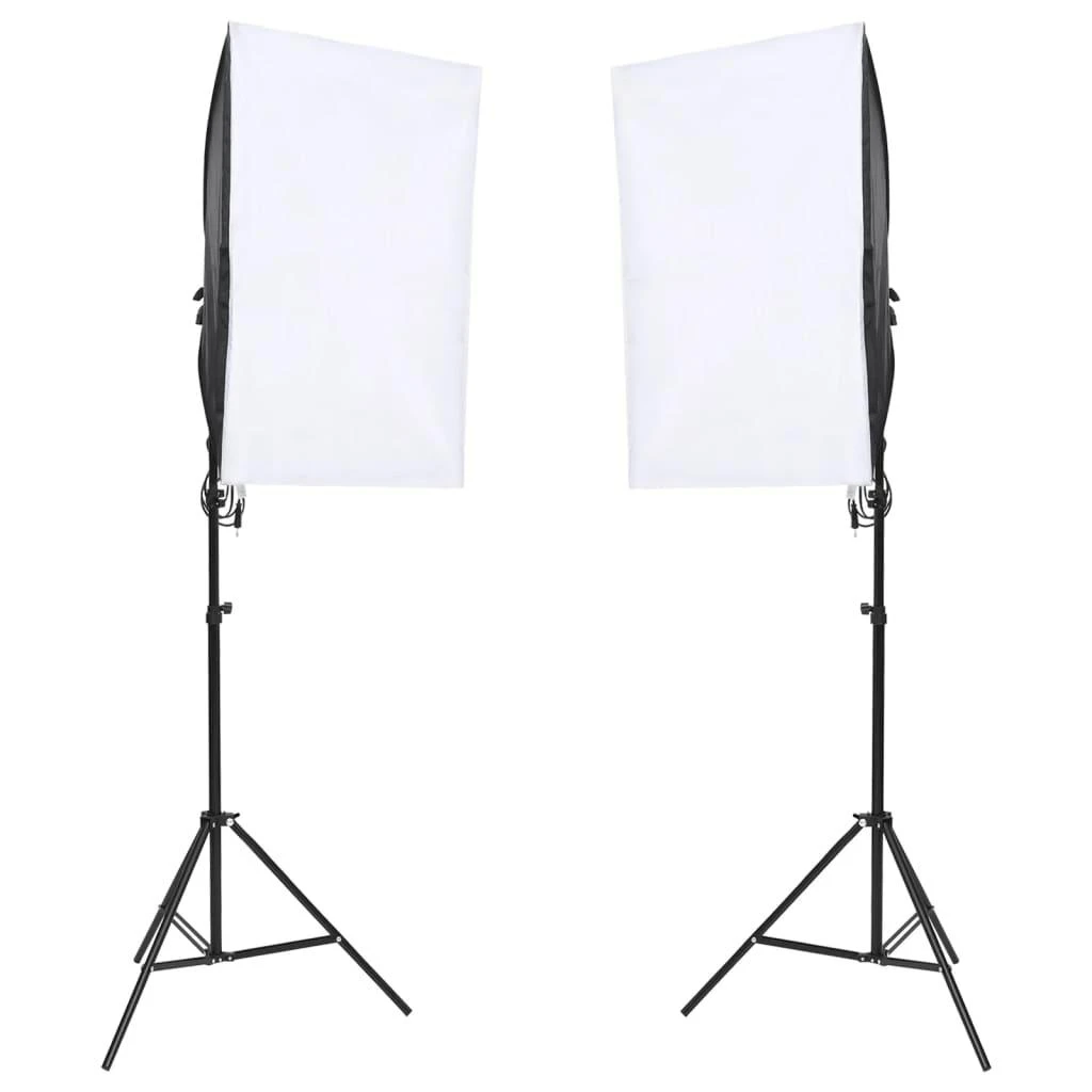 Fotostudijos rinkinys su apšvietimo rinkiniu ir fonu
