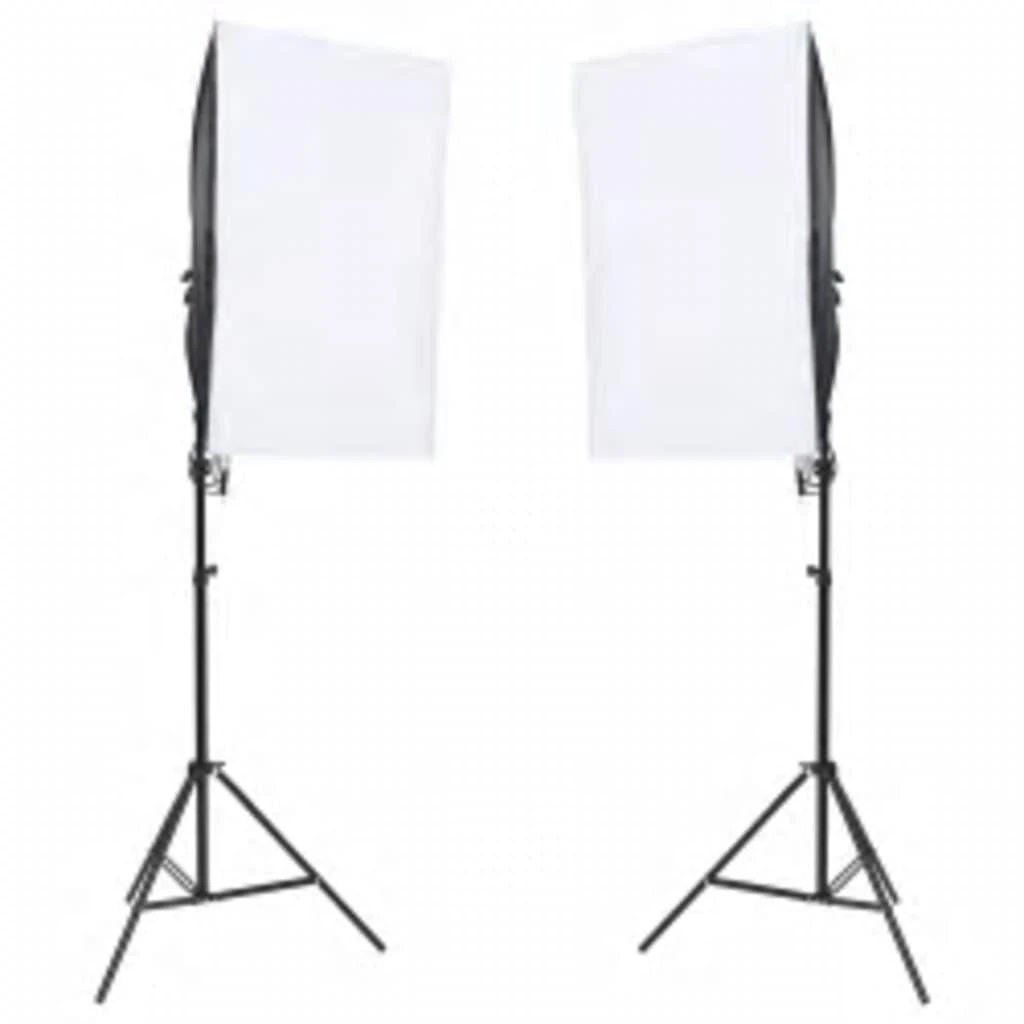 Fotostudijos rinkinys su šviestuvais, fonu ir reflektoriumi