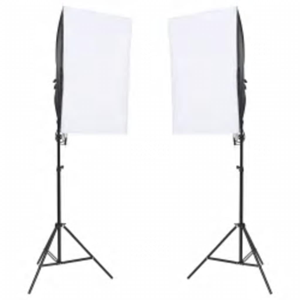 Fotostudijos rinkinys su šviestuvais, fonu ir reflektoriumi