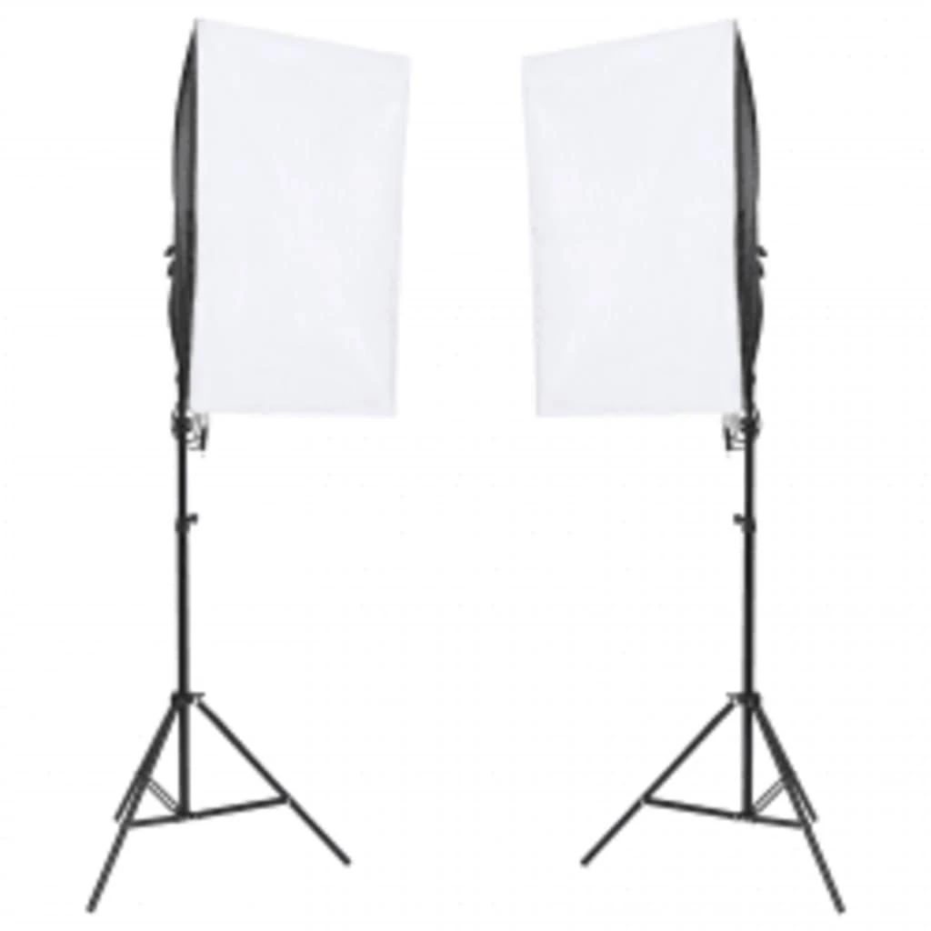 Fotostudijos rinkinys su šviestuvais, fonu ir reflektoriumi